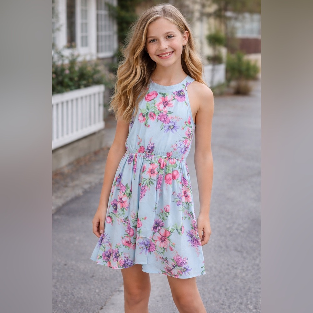 Ava & Yelly Big Girls Sleeveless Floral-Printed dress-NWT-size 12